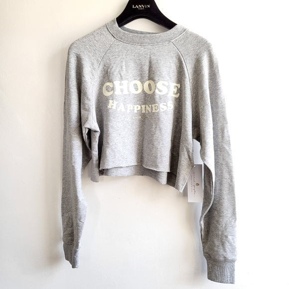 Spiritual Gangster "Choose Happiness" Graphic Print Crop Sweatshirt NWT XS - Picture 10 of 15